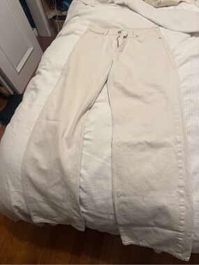 Women's Cream Wide-Leg Jeans - Zara